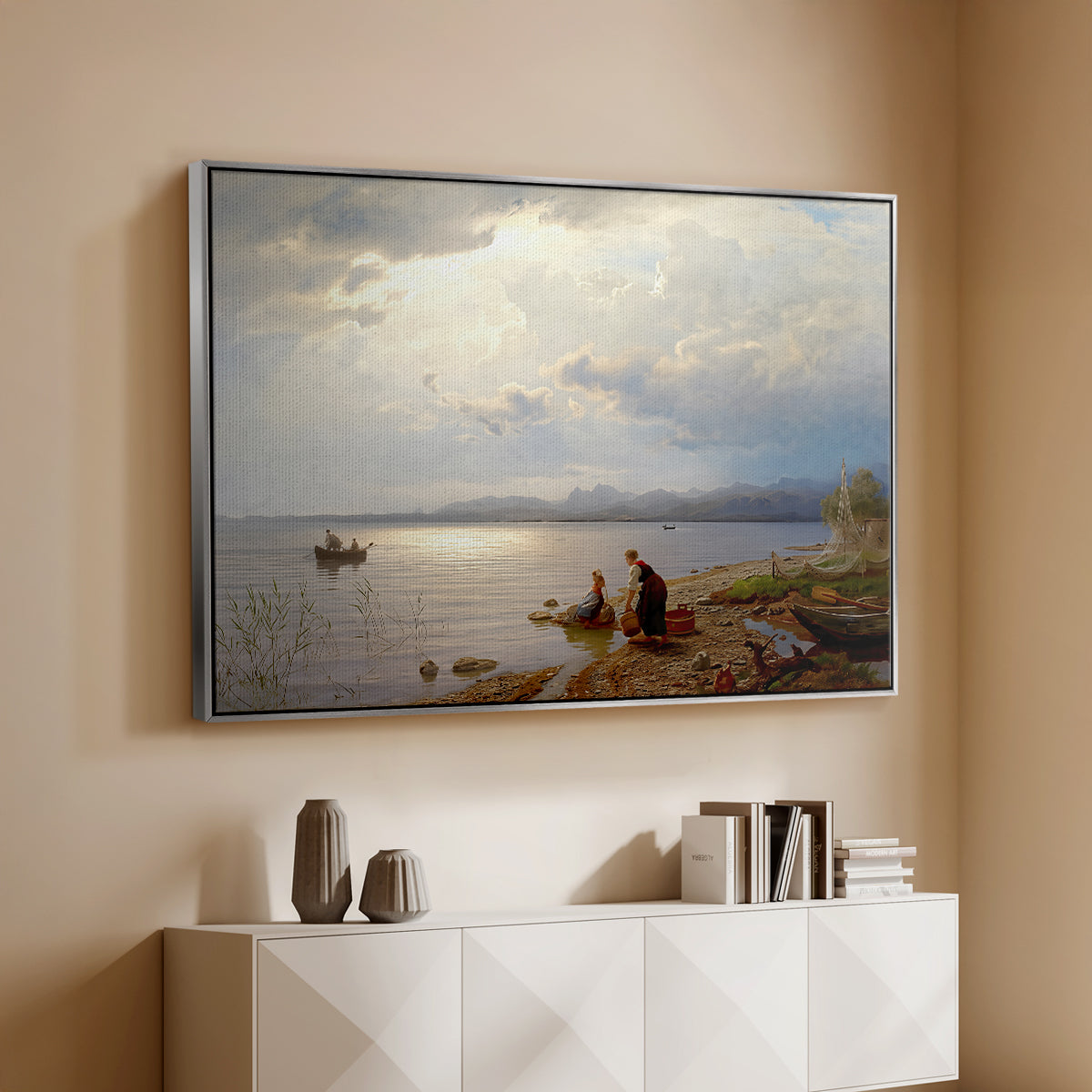 On the Banks of the Chiemsee, 1871 - Floater Framed Canvas Print