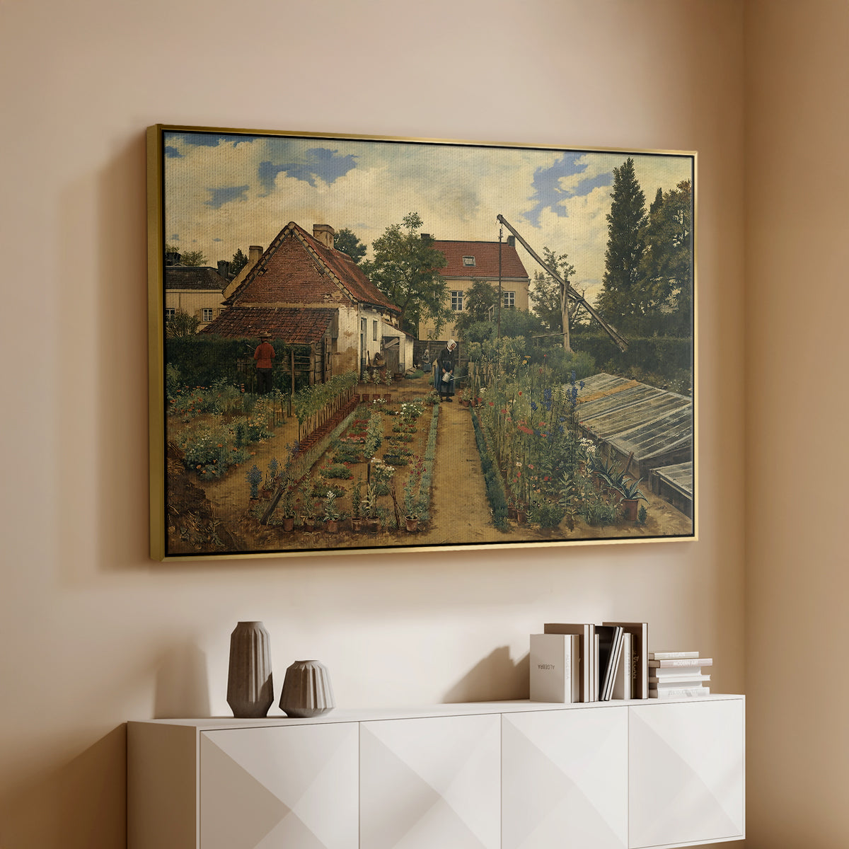 Garden of a Florist (The Flower Garden), 1864 - Floater Framed Canvas Print