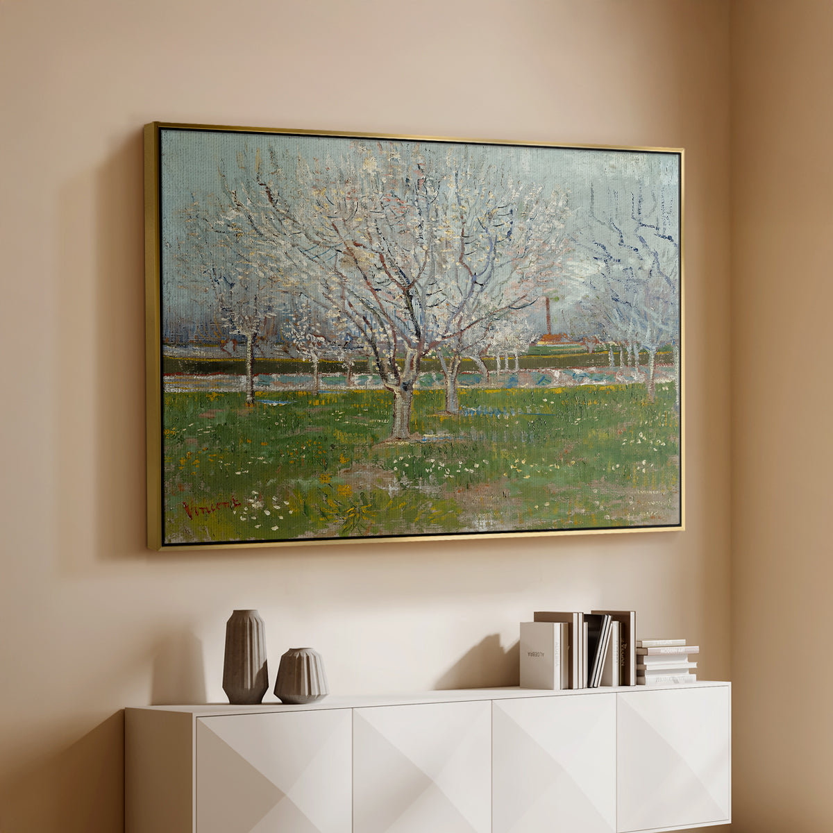 Orchard in Blossom (Plum Trees), 1888 - Floater Framed Canvas Print
