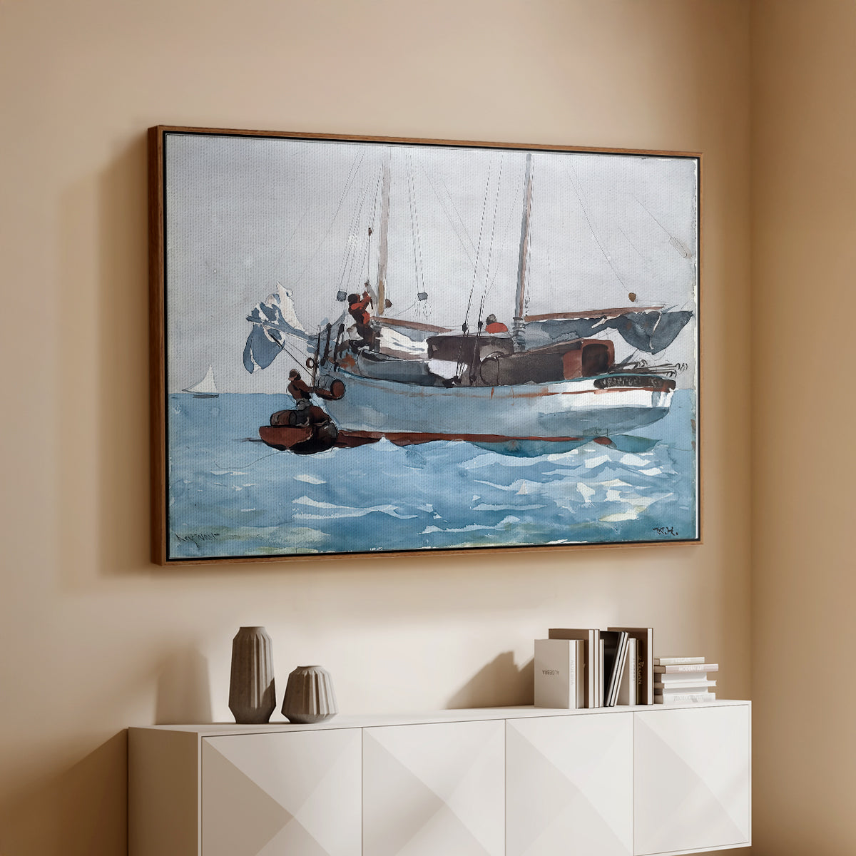 Taking on Wet Provisions, 1903 - Floater Framed Canvas Print