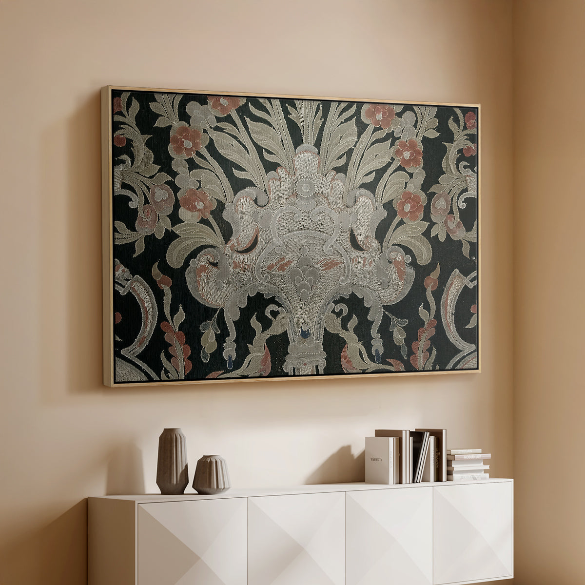 Hanging (Printed Textile), c. 18th Century - Floater Framed Canvas Print