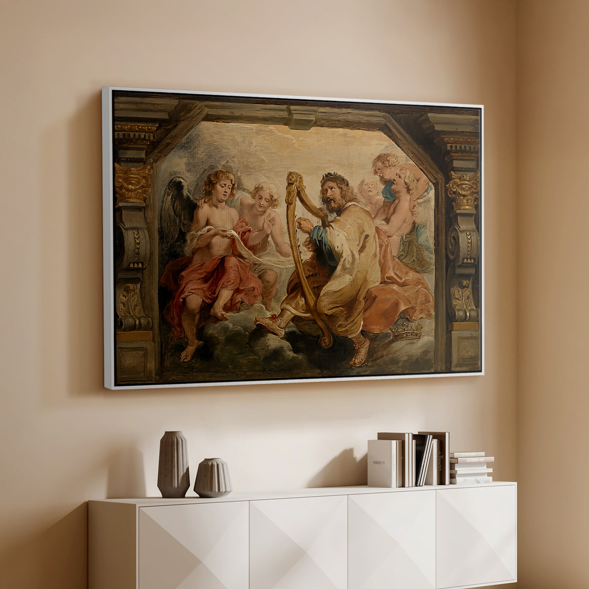 King David Playing the Harp, c. 1627-1628 - Floater Framed Canvas Print