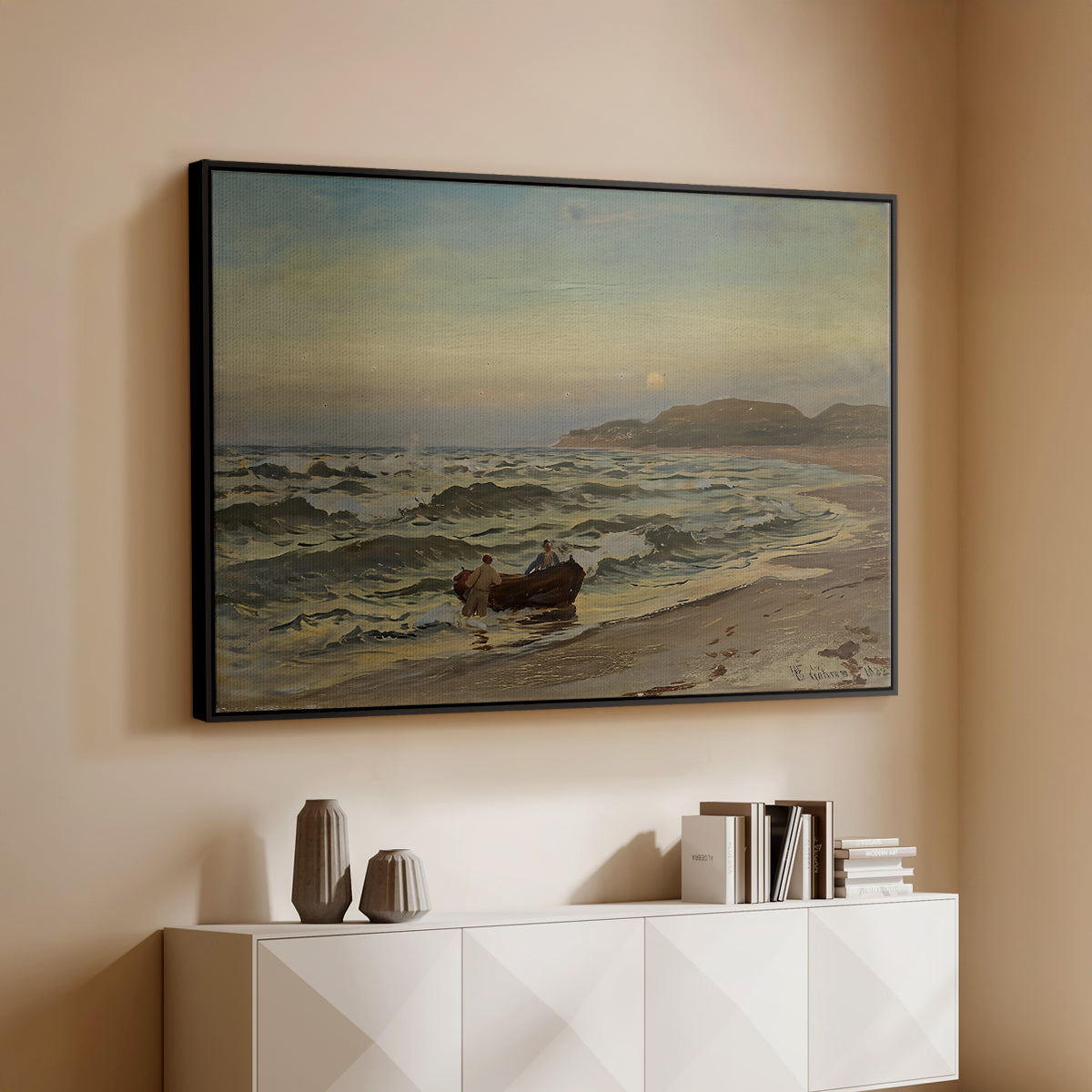 Storm at Rügen, 1882 - Floater Framed Canvas Print