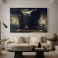 Canvas art print featuring a natural scene featuring cliffs and cascading water, displayed in a spacious living room