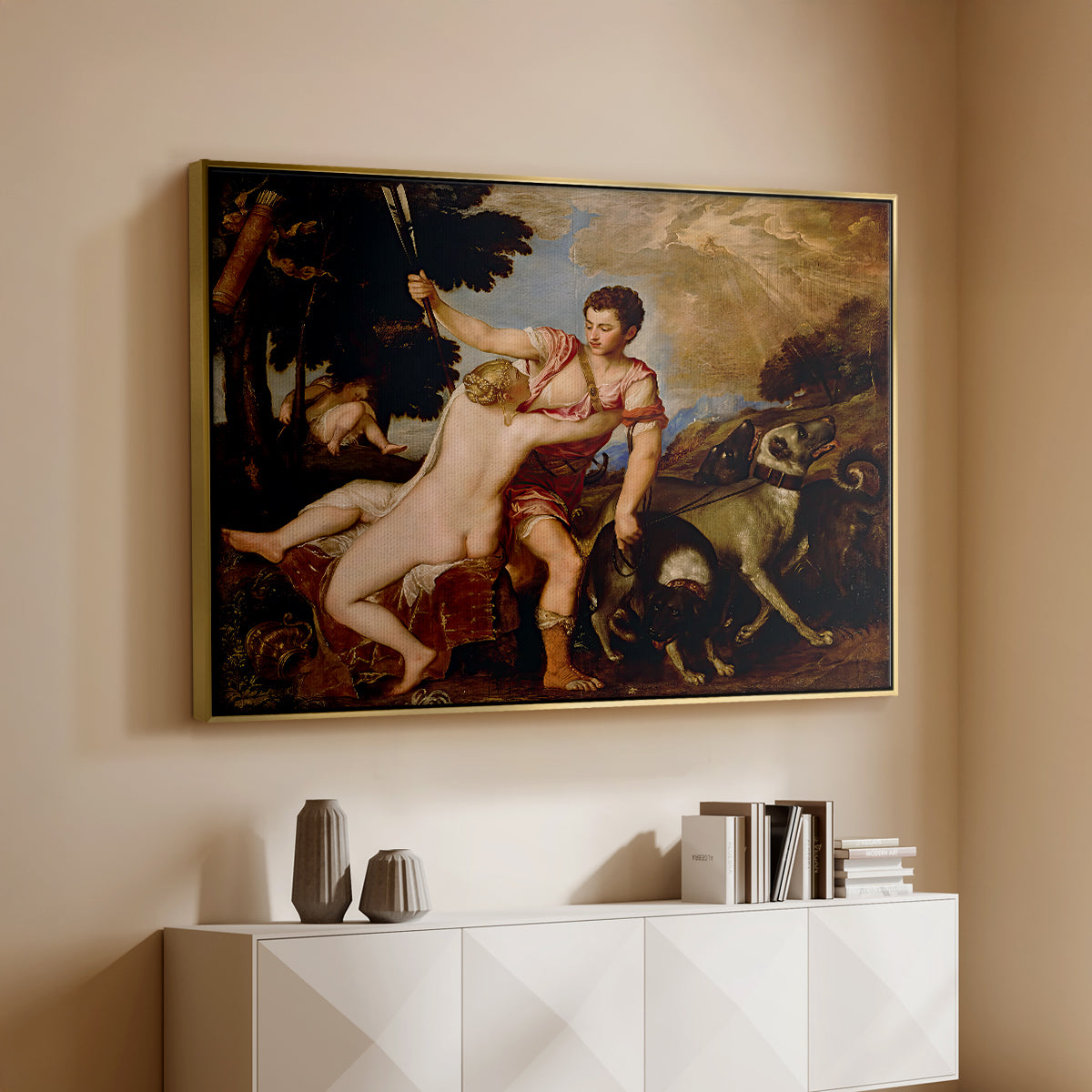 Venus and Adonis, 1554 - Floater Framed Canvas Print