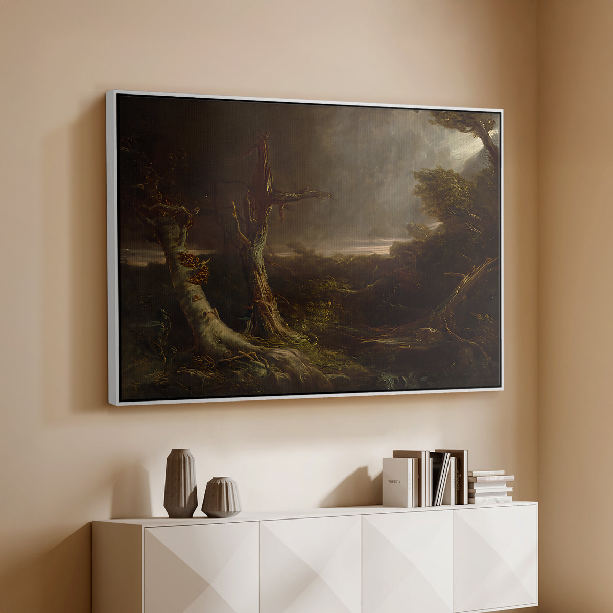 Tornado in an American Forest, 1835 - Floater Framed Canvas Print