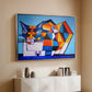 Cassie Thinking about Cubism - Floater Framed Canvas Print