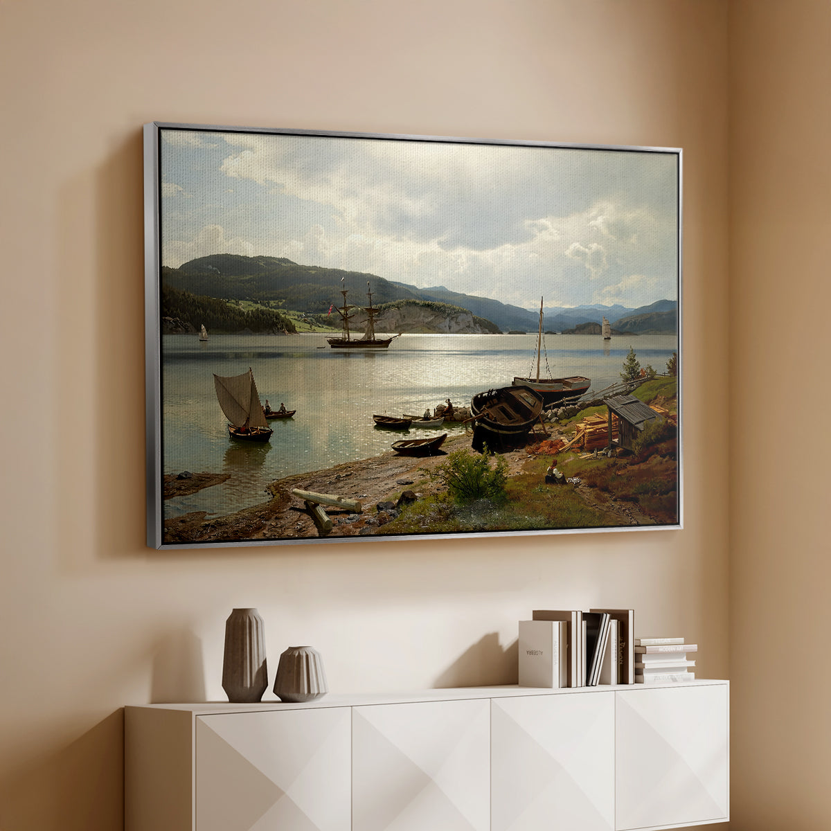 By the Water, 1876 - Floater Framed Canvas Print