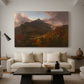 Canvas art print featuring an expressive composition highlighting light after storm, displayed in a spacious living room