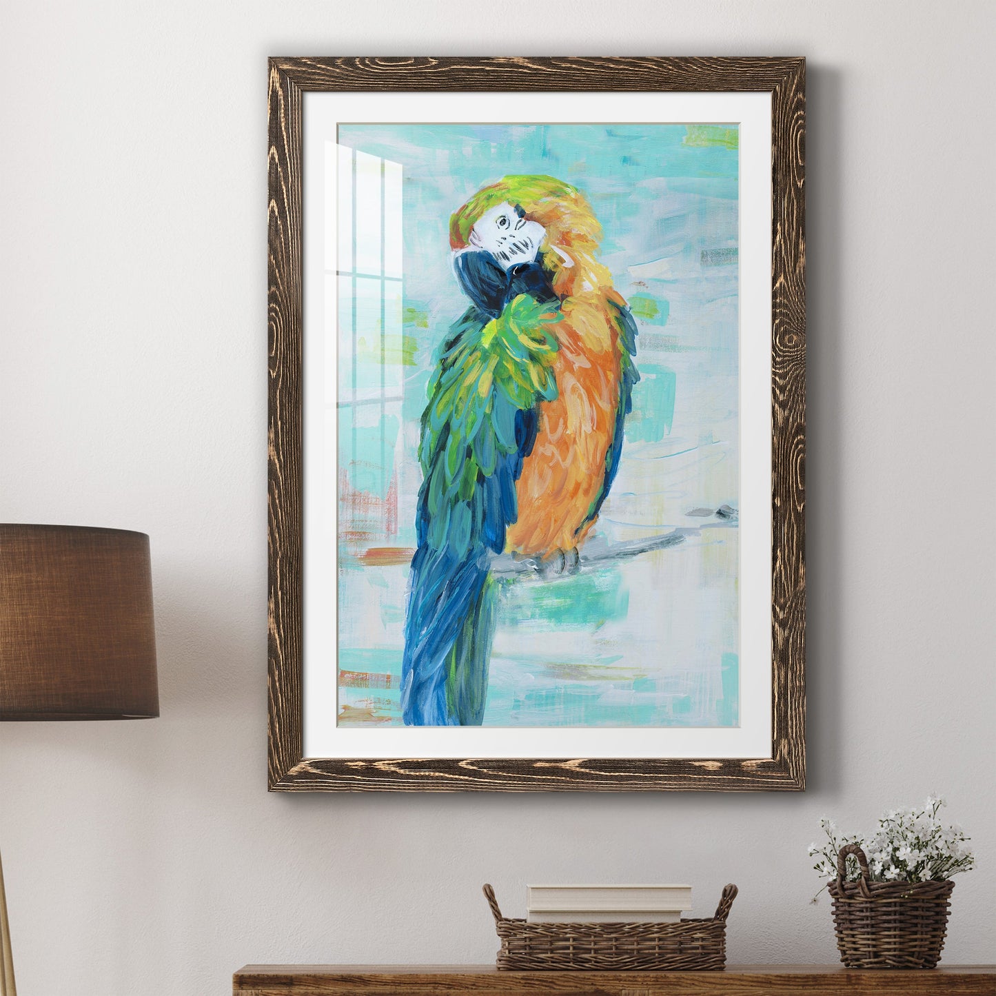 Island Parrot II - Premium Framed Print - Distressed Barnwood Frame - Ready to Hang