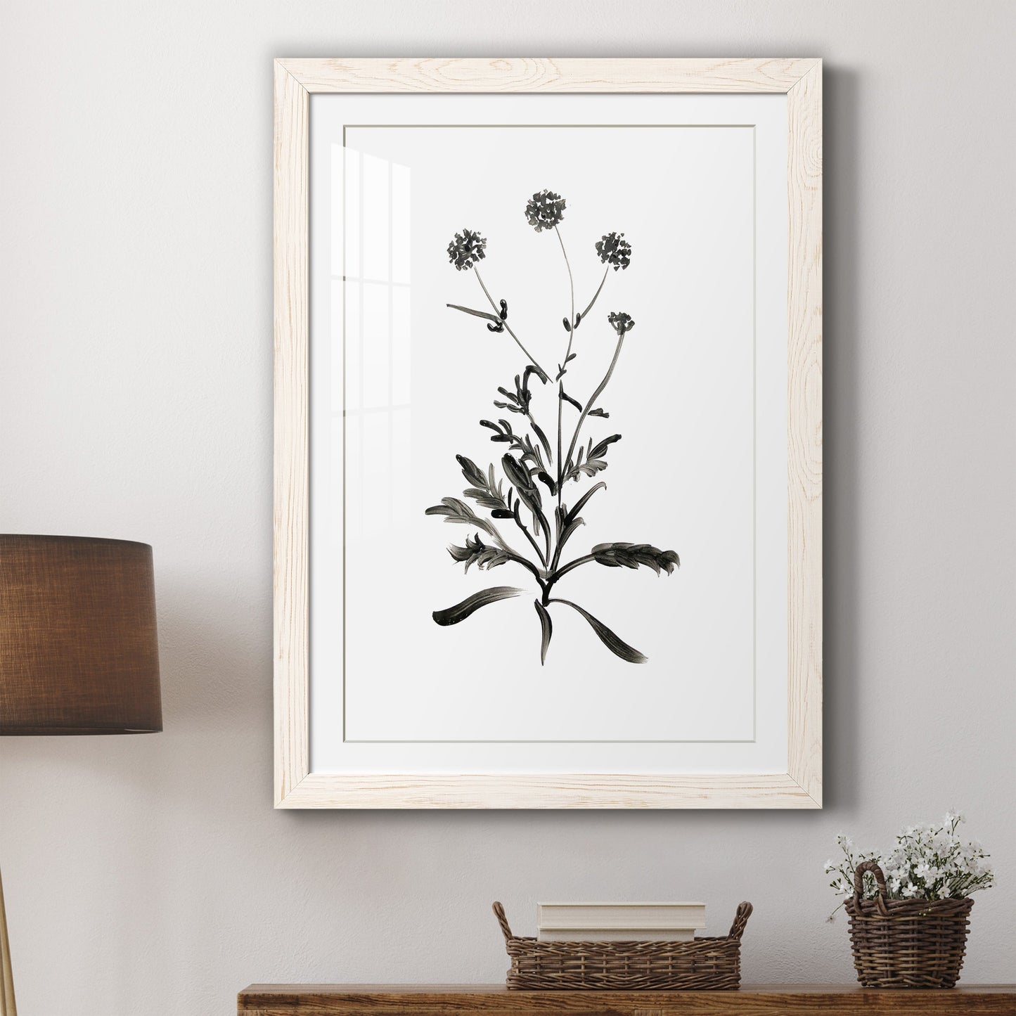 Inky Botanical I - Premium Framed Print - Distressed Barnwood Frame - Ready to Hang