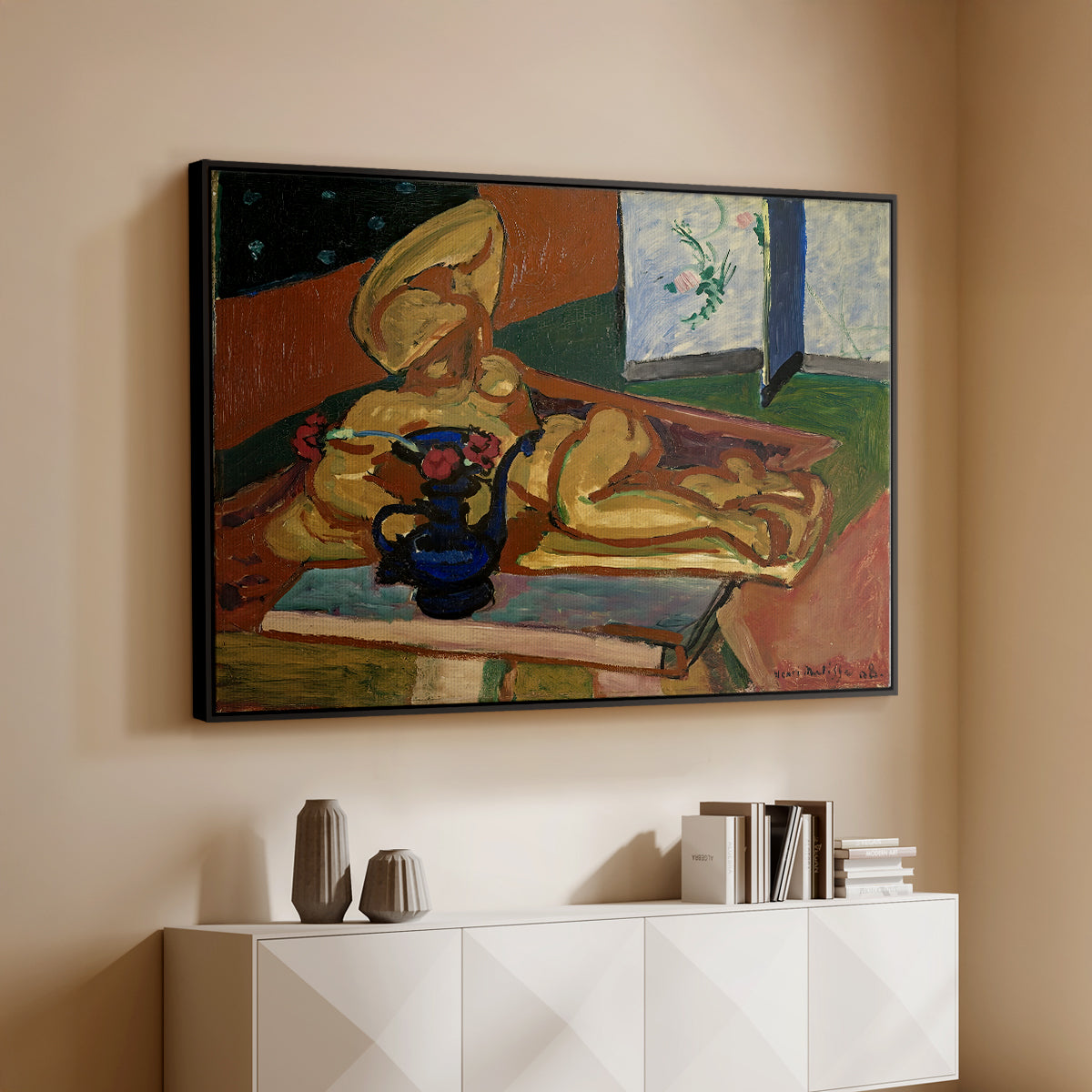 Sculpture and Persian Vase (The Bronze Figure), 1908 - Floater Framed Canvas Print