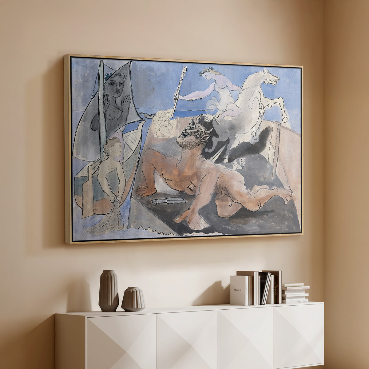 Composition with Minotaur, 1936 - Floater Framed Canvas Print