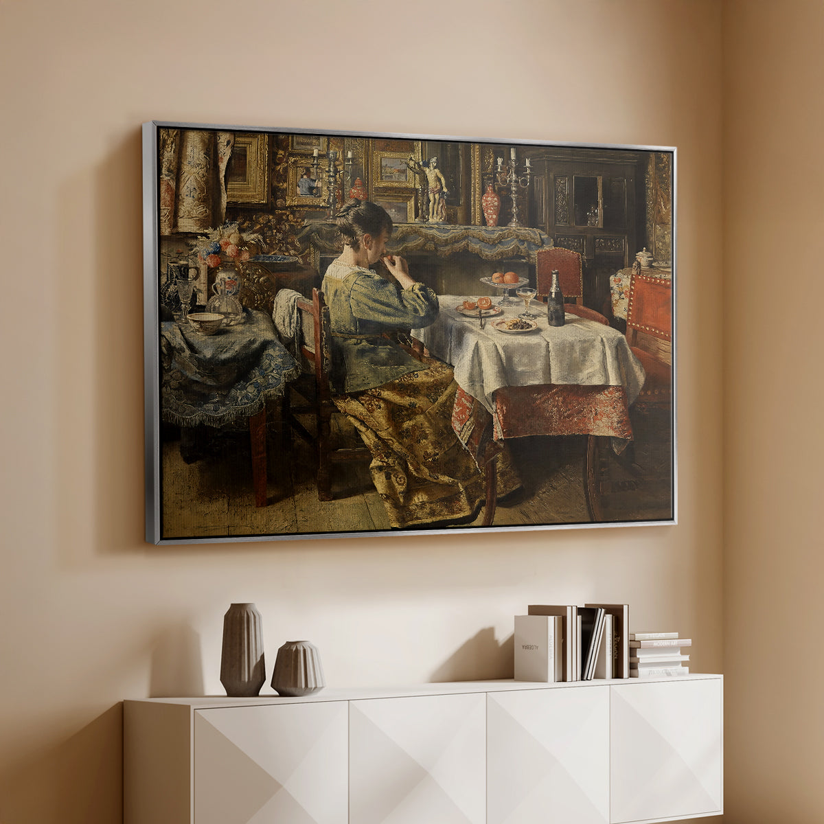 The Meal (De maaltijd), c. 1885 - Floater Framed Canvas Print