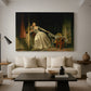 Canvas art print featuring an expressive composition of figures in close interaction indoors, displayed in a spacious living room