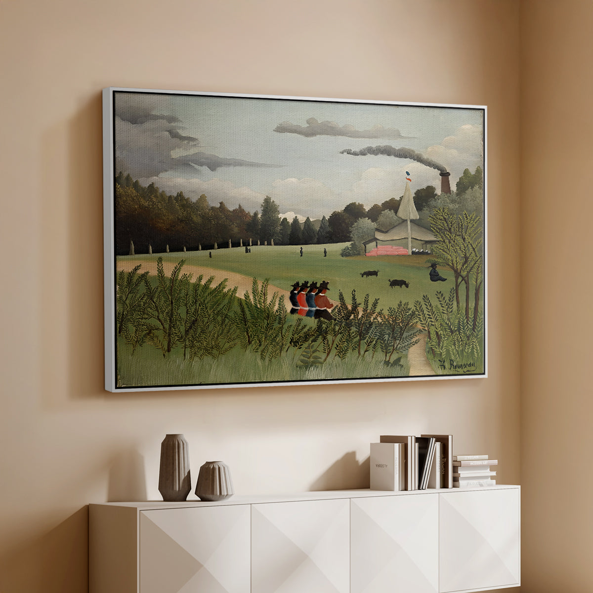 The Chair Factory at Alfortville, 1897 - Floater Framed Canvas Print
