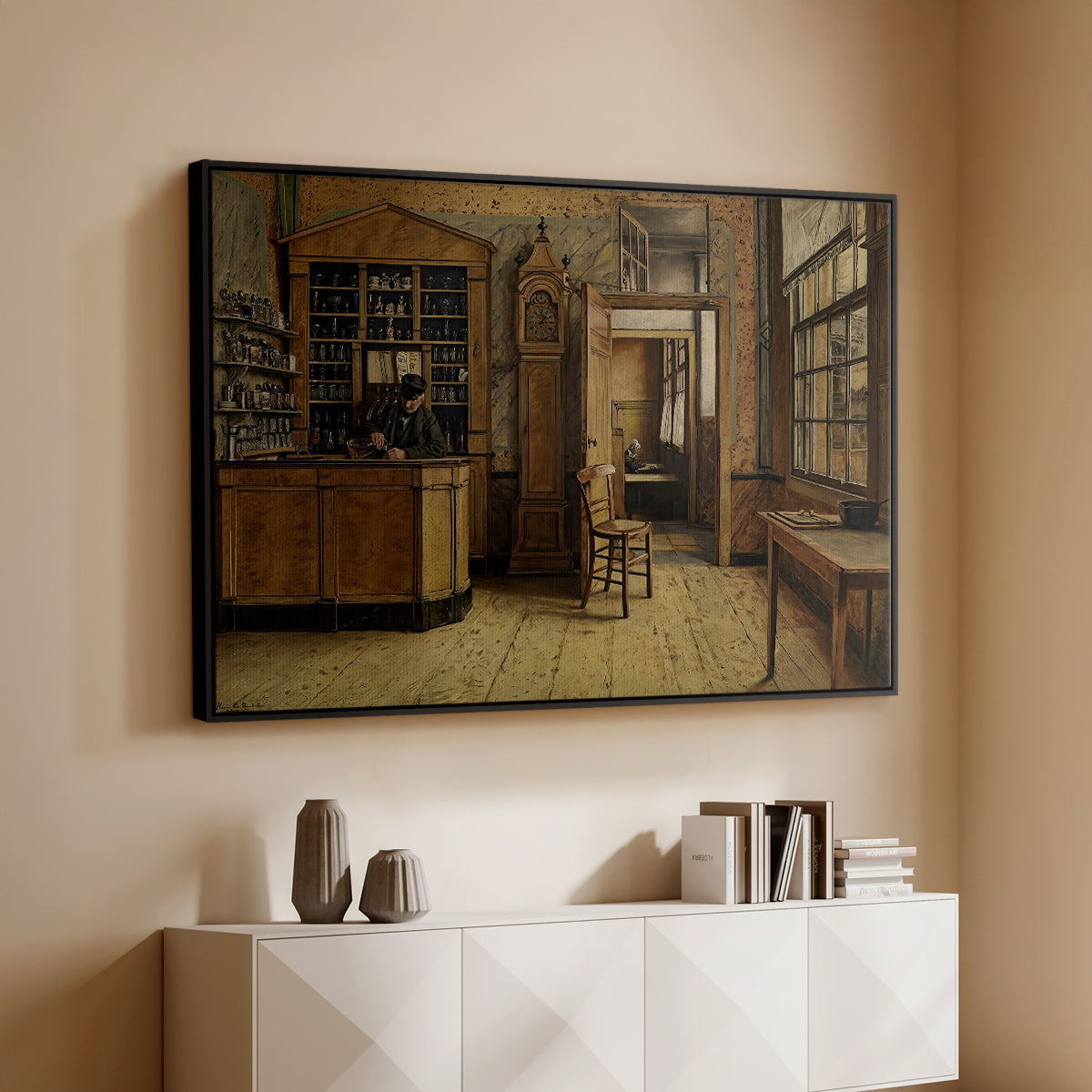 The Old Inn 'Het Loodshuis' in Antwerp, 1877 - Floater Framed Canvas Print