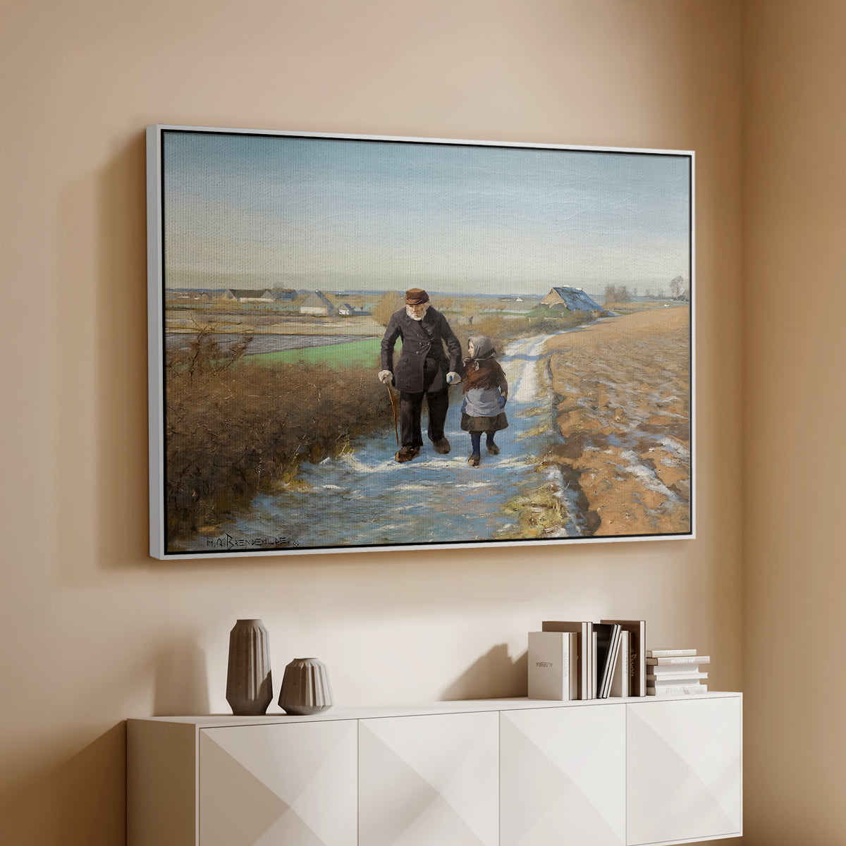 The Old Man and the Child, 1888 - Floater Framed Canvas Print