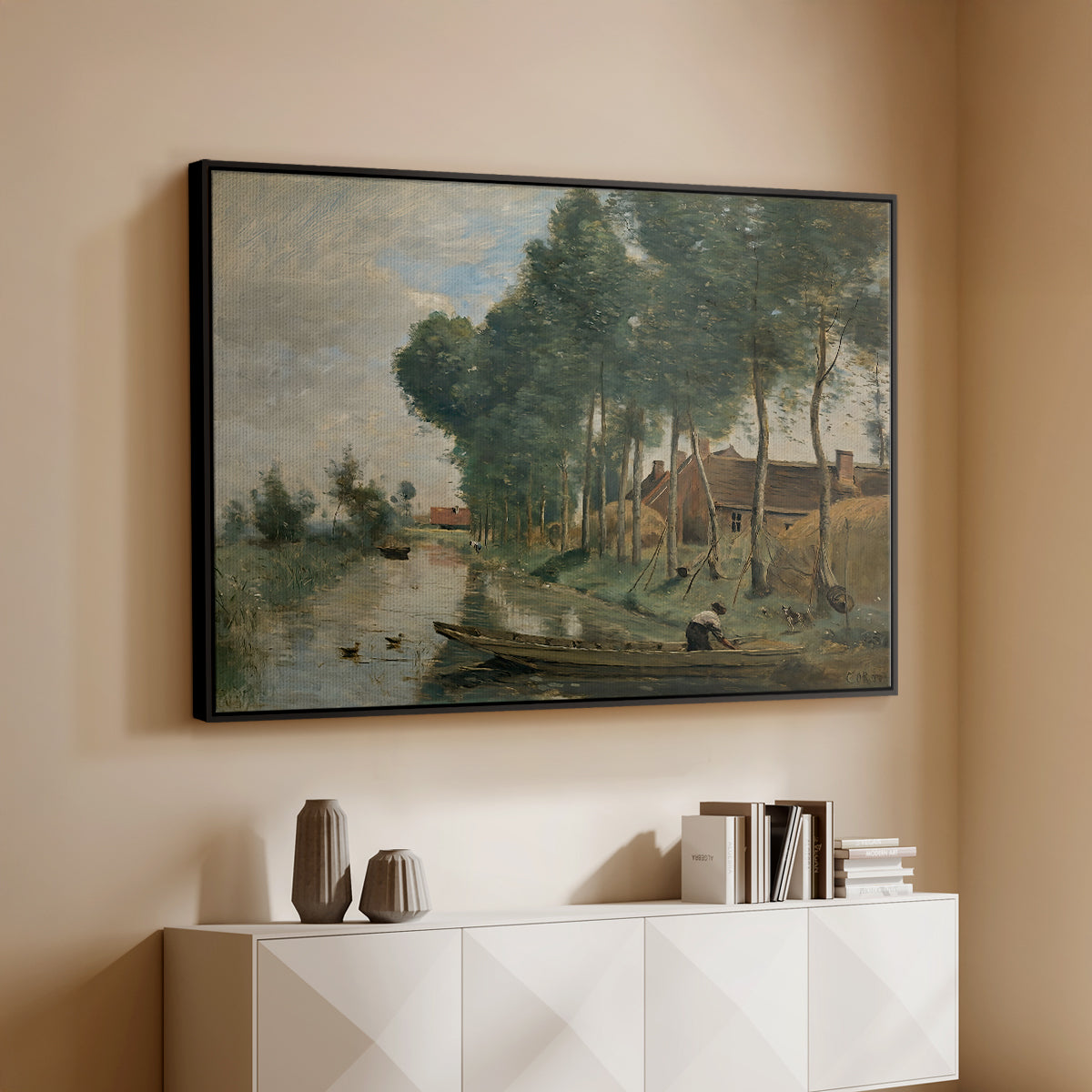 Landscape at Arleux-du-Nord, c. 1871-1874 - Floater Framed Canvas Print