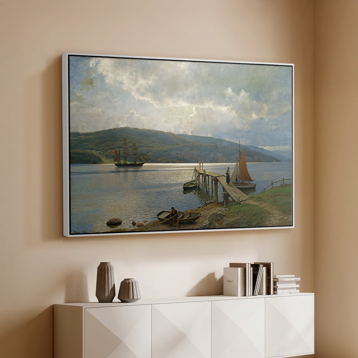 The Jetty at Feste near Moss, 1898 - Floater Framed Canvas Print