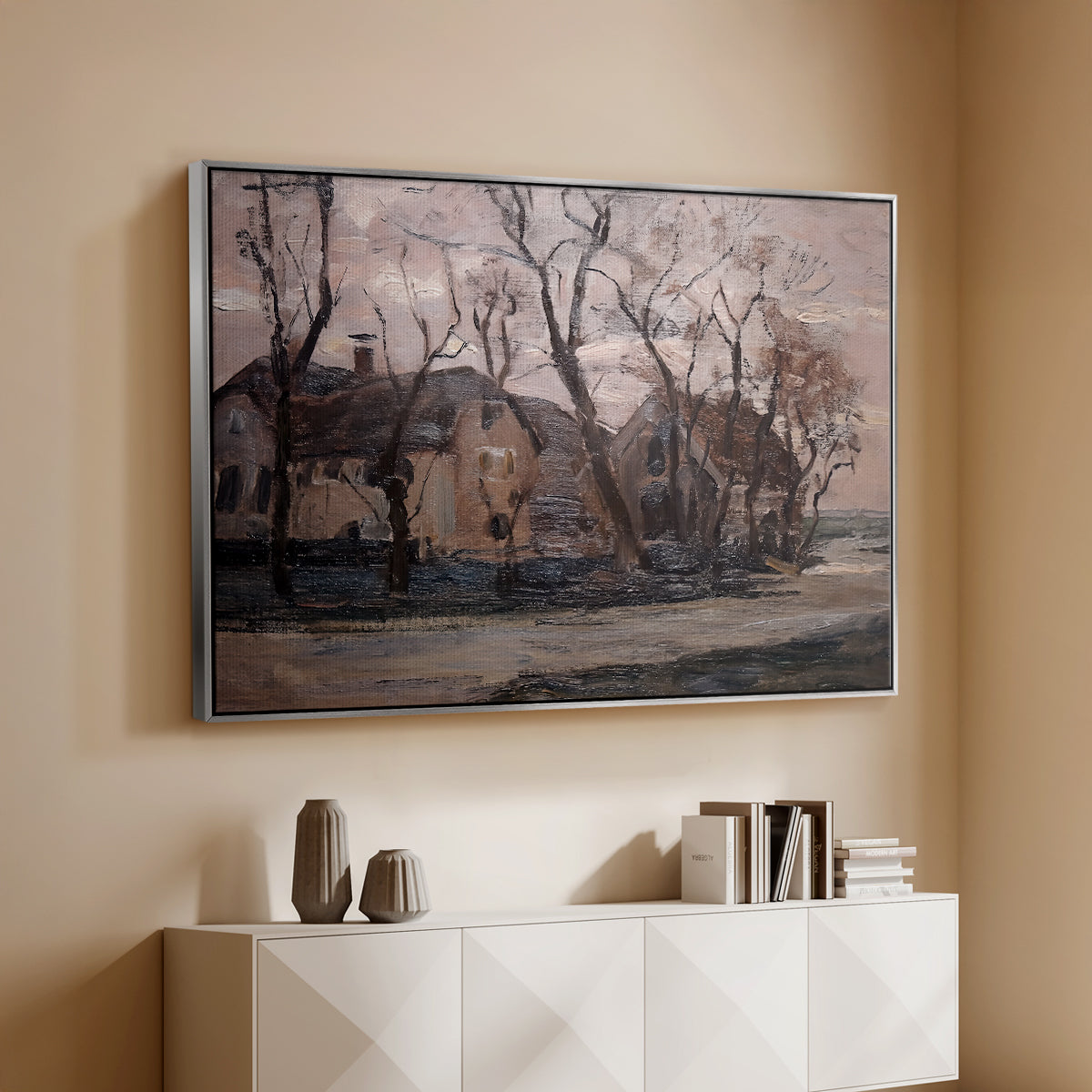 Farm near Duivendrecht in the Evening, c. 1905 - Floater Framed Canvas Print