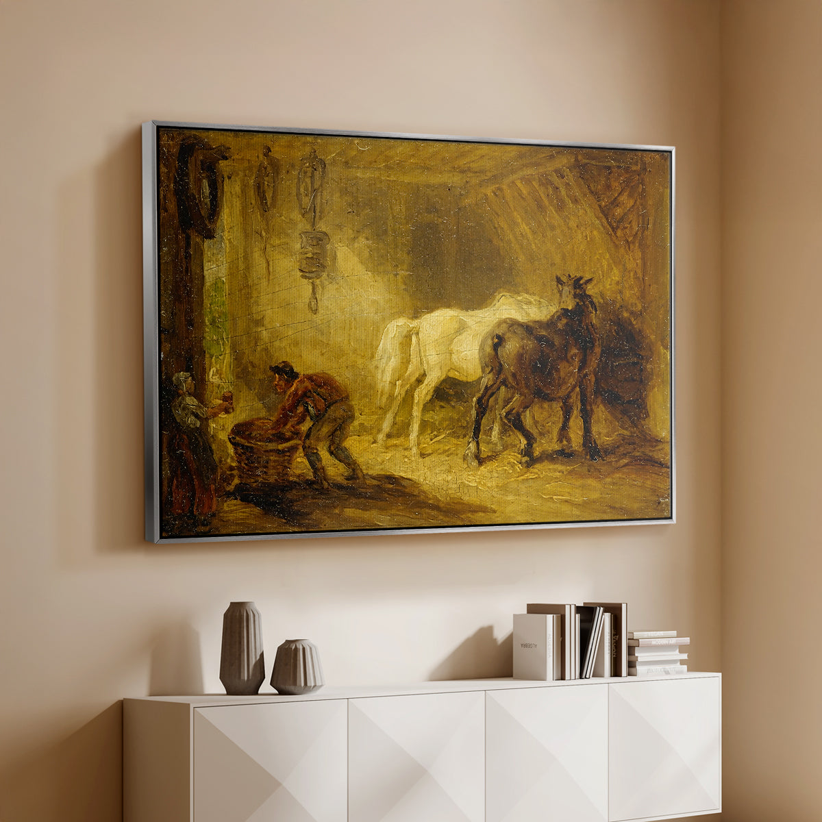 Heath Ewe and Lambs, 1810 - Floater Framed Canvas Print