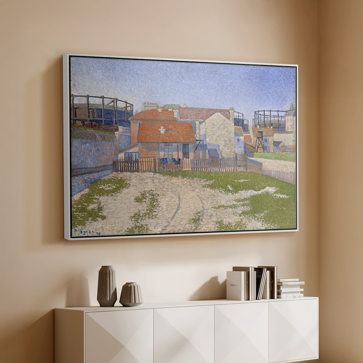 Gasometers at Clichy, 1886 - Floater Framed Canvas Print