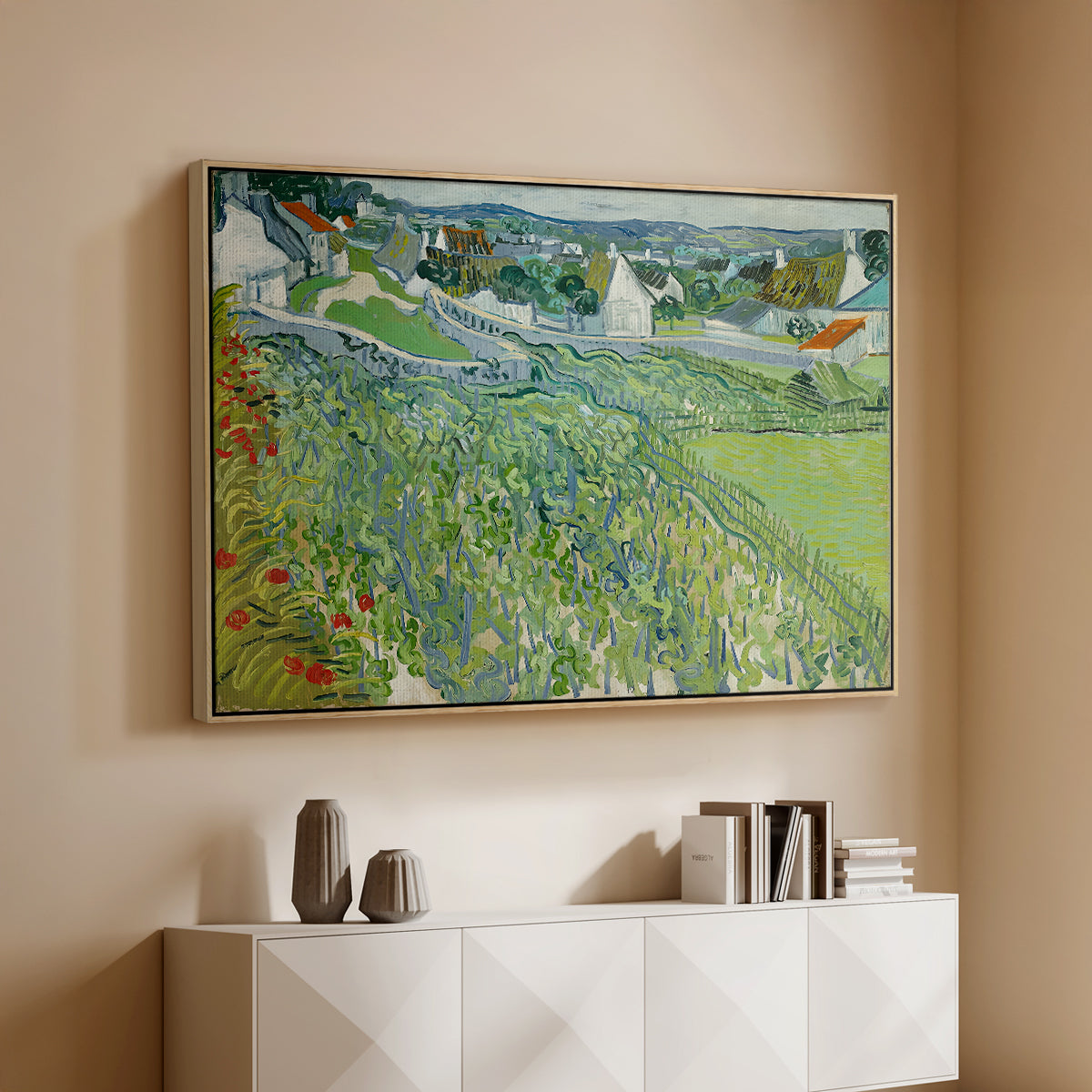 Vineyards at Auvers, 1890 - Floater Framed Canvas Print
