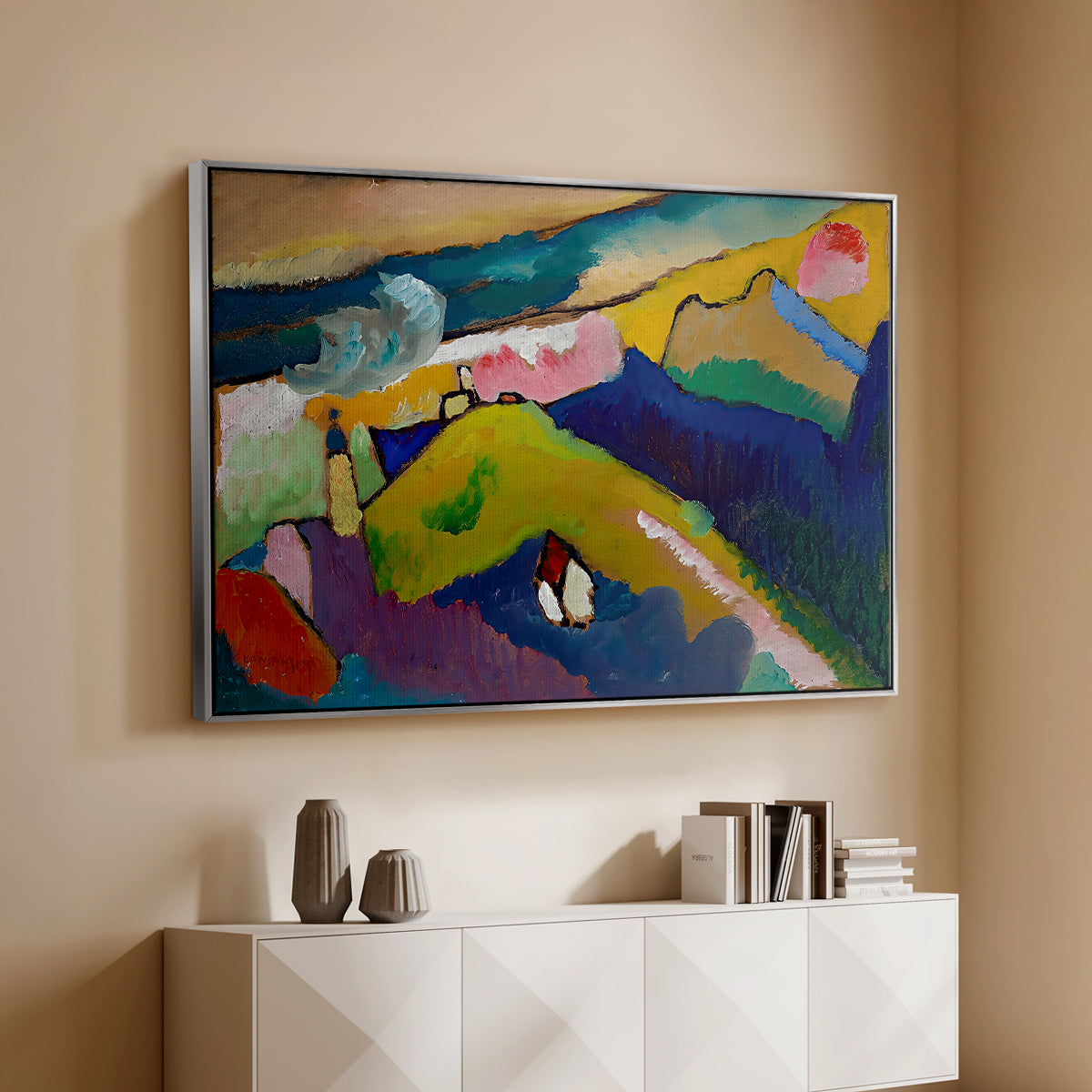 Murnau Mountain Landscape with Church, 1910 - Floater Framed Canvas Print
