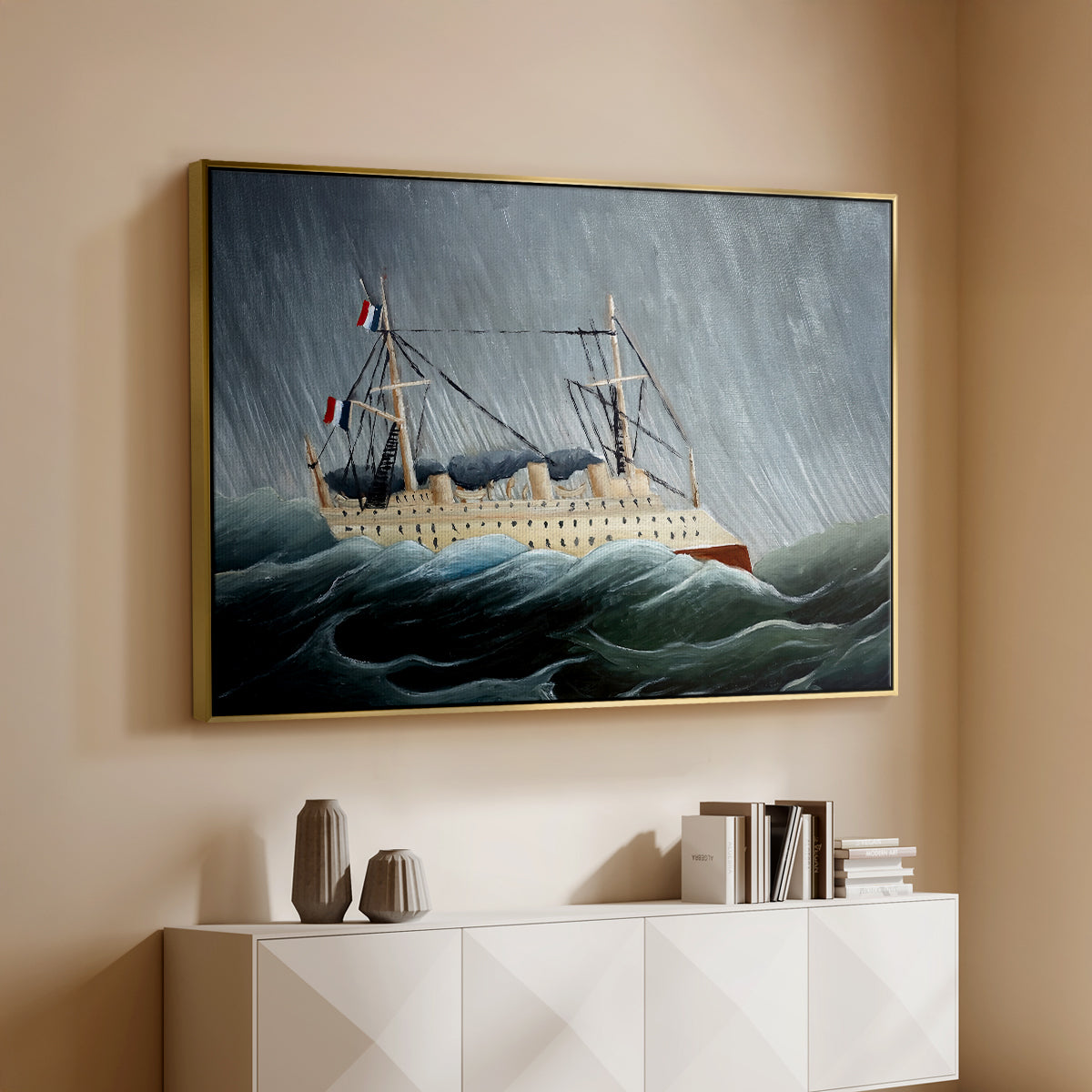 A Ship in the Storm, c. 1899 - Floater Framed Canvas Print