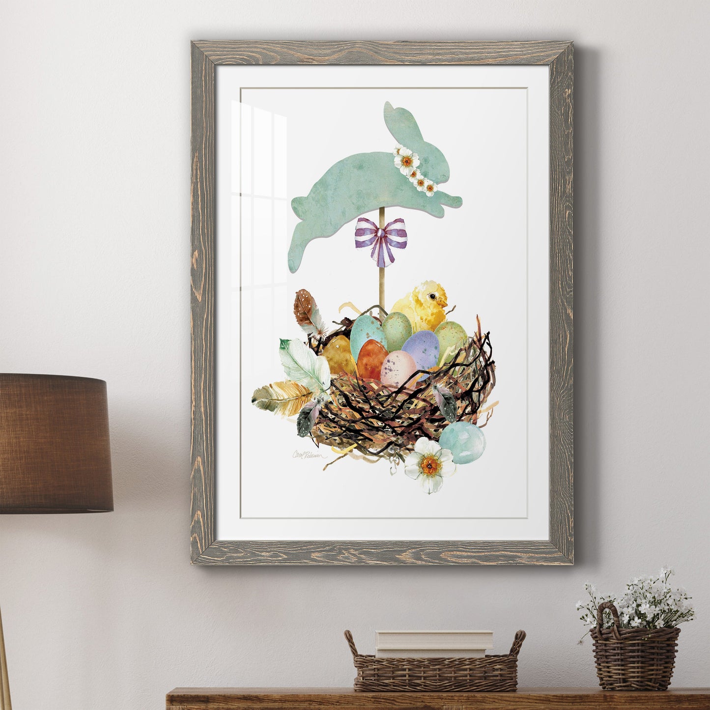 Bunny Hop - Premium Framed Print - Distressed Barnwood Frame - Ready to Hang