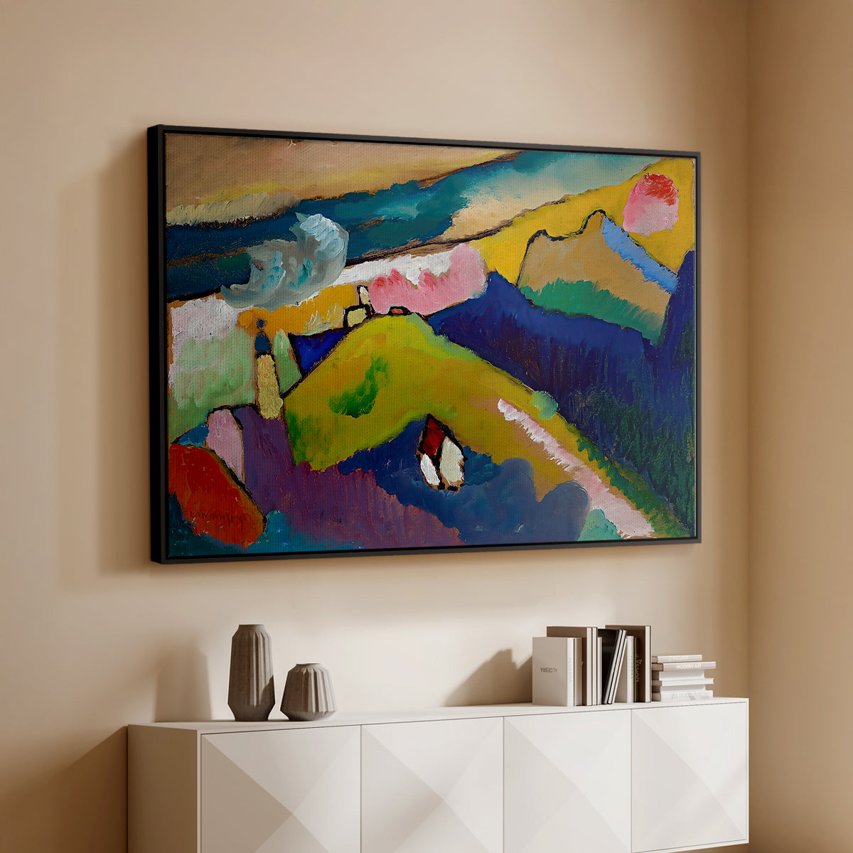 Murnau Mountain Landscape with Church, 1910 - Floater Framed Canvas Print