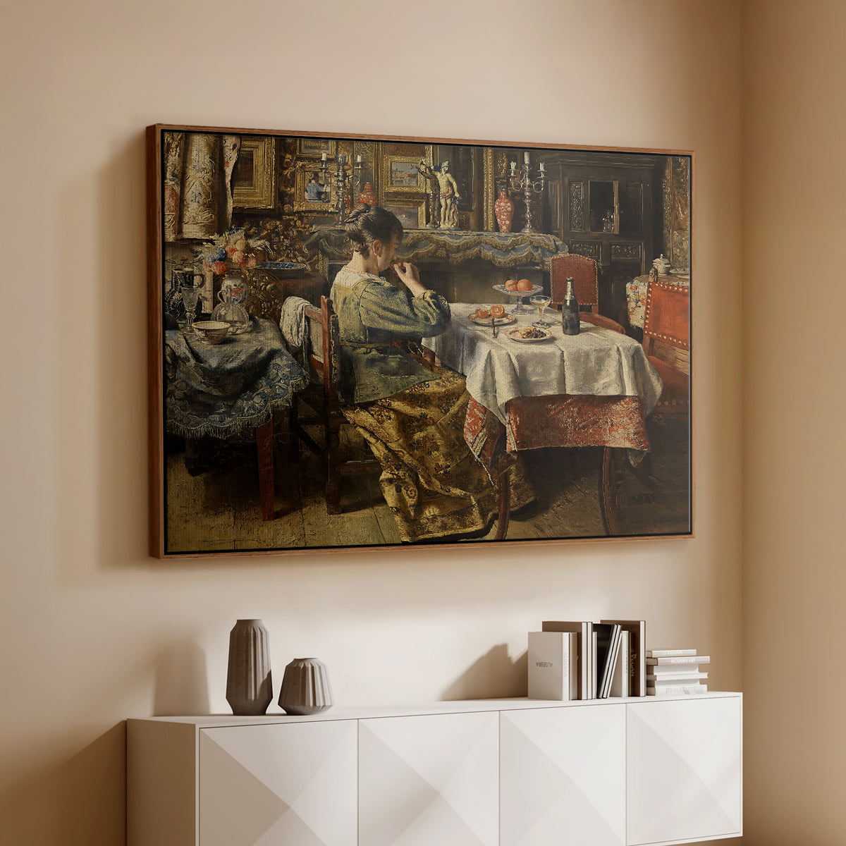 The Meal (De maaltijd), c. 1885 - Floater Framed Canvas Print