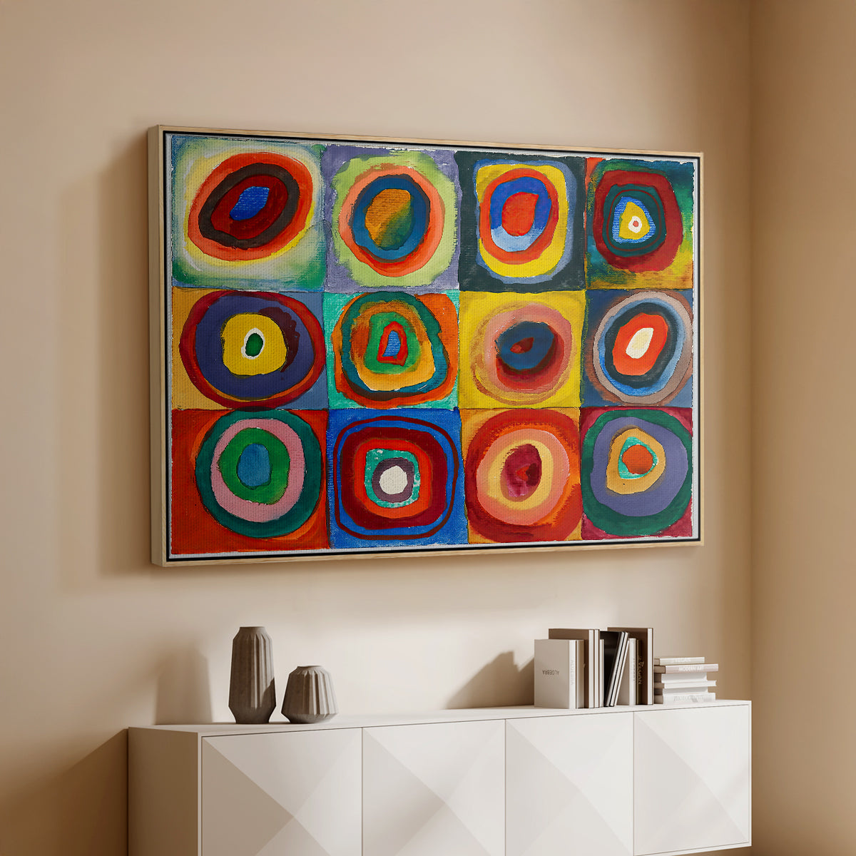 Color Study: Squares with Concentric Circles, 1913 - Floater Framed Canvas Print