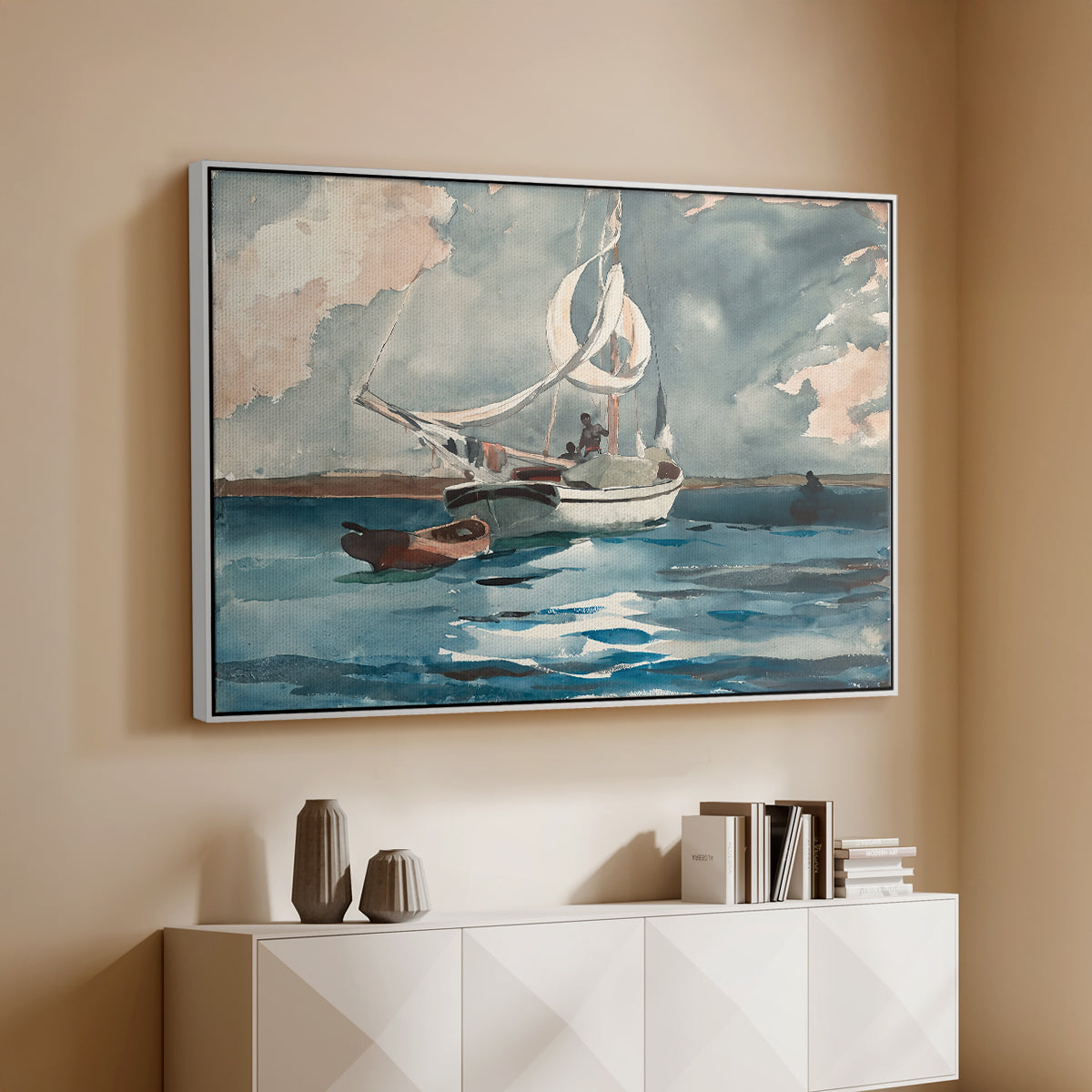 Sloop, Nassau, 1899 - Floater Framed Canvas Print