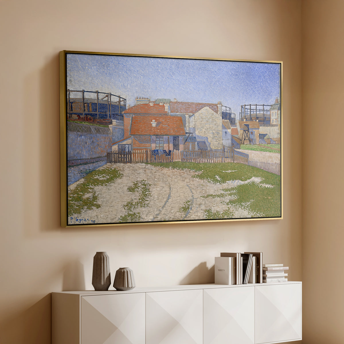 Gasometers at Clichy, 1886 - Floater Framed Canvas Print