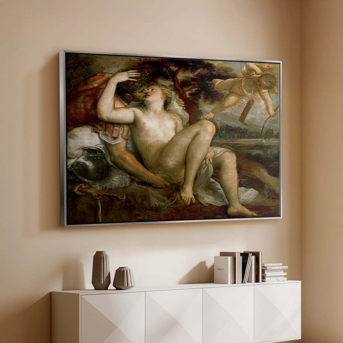 Mars, Venus and Cupid, c. 1530 - Floater Framed Canvas Print