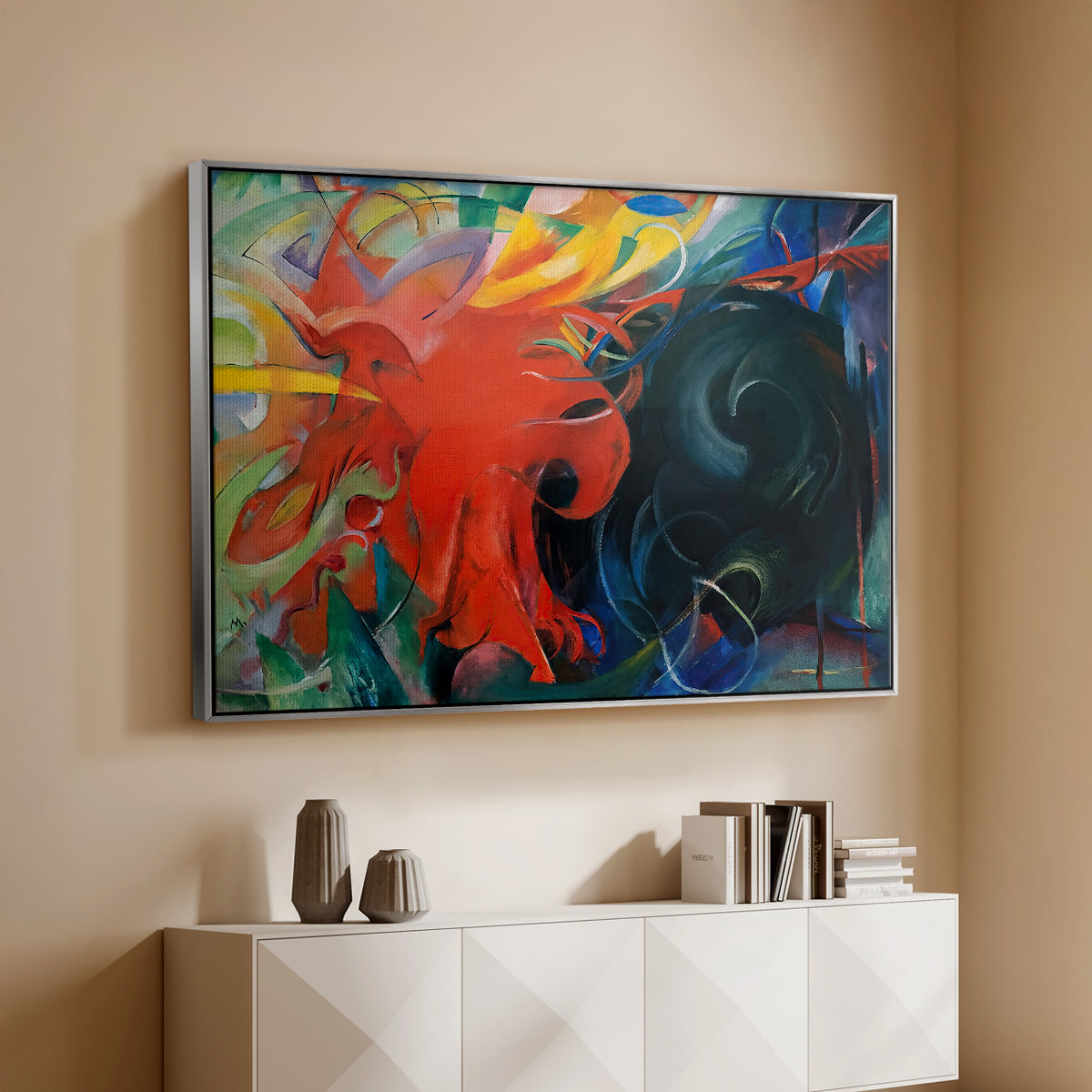 Fighting Forms, 1914 - Floater Framed Canvas Print