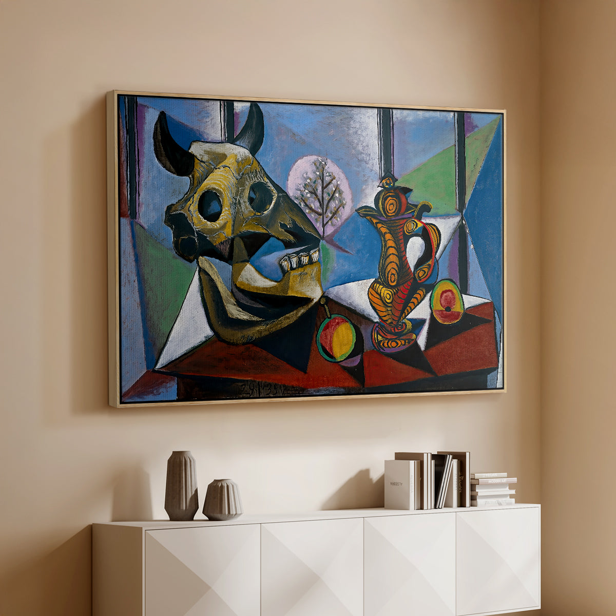 Still Life with Bull's Skull, 1939 - Floater Framed Canvas Print