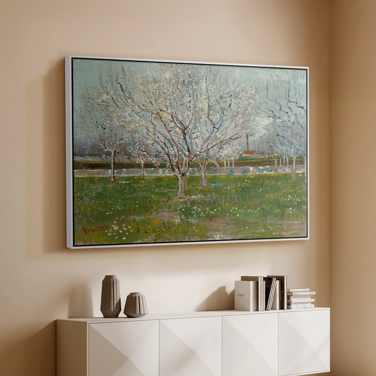 Orchard in Blossom (Plum Trees), 1888 - Floater Framed Canvas Print