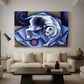 Canvas art print featuring a cubist depiction of motion, displayed in a spacious living room
