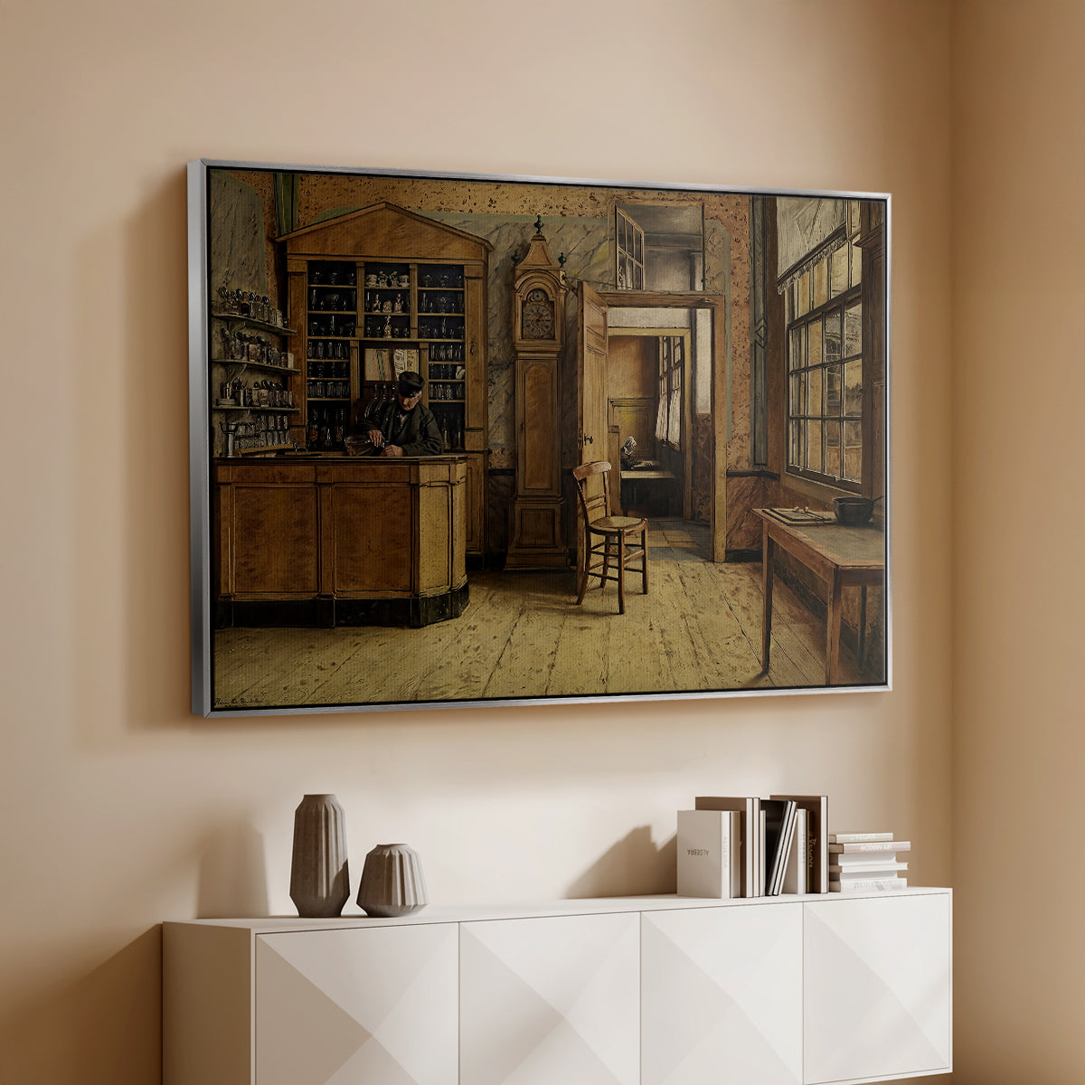 The Old Inn 'Het Loodshuis' in Antwerp, 1877 - Floater Framed Canvas Print