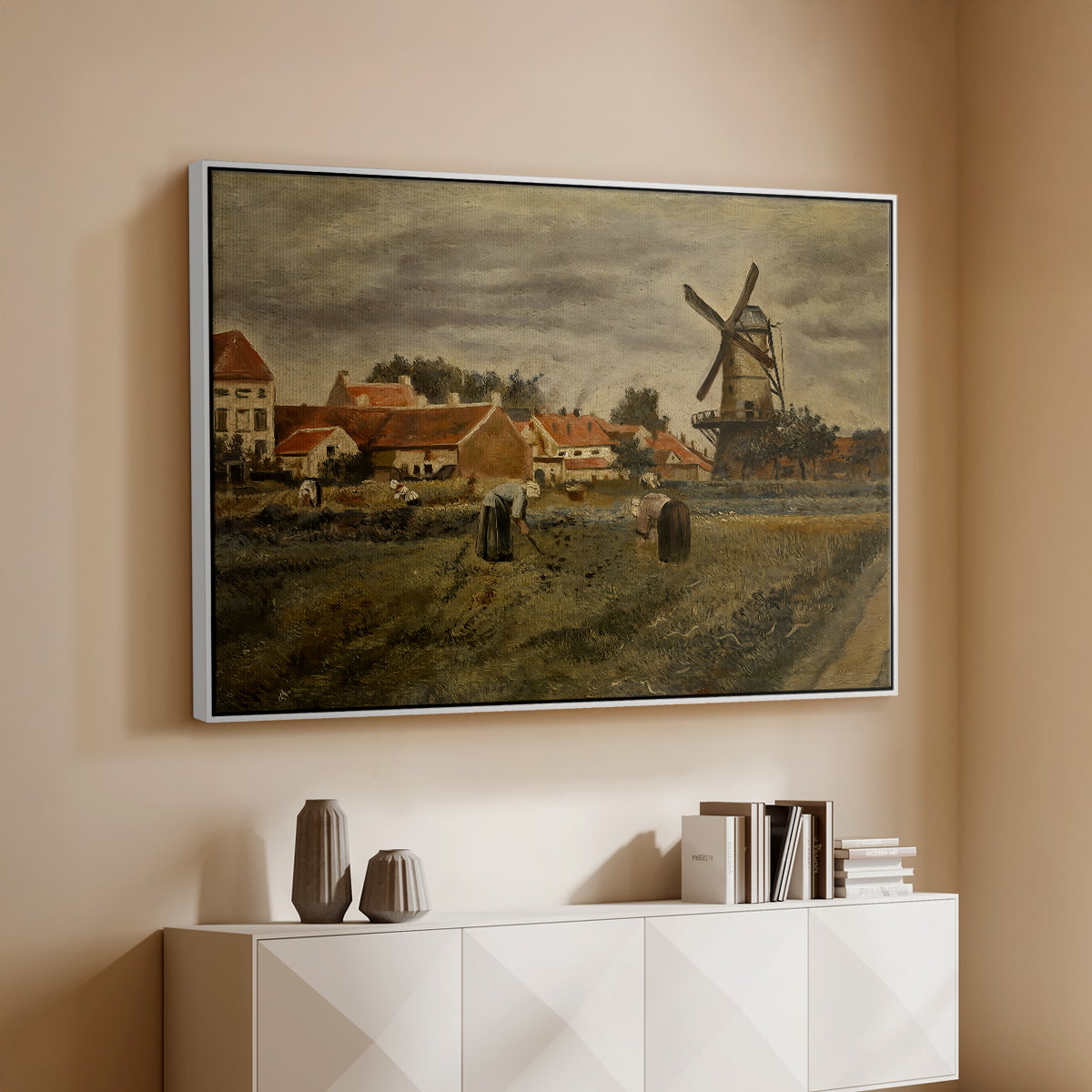 The Potato Harvest, c. 1875 - Floater Framed Canvas Print