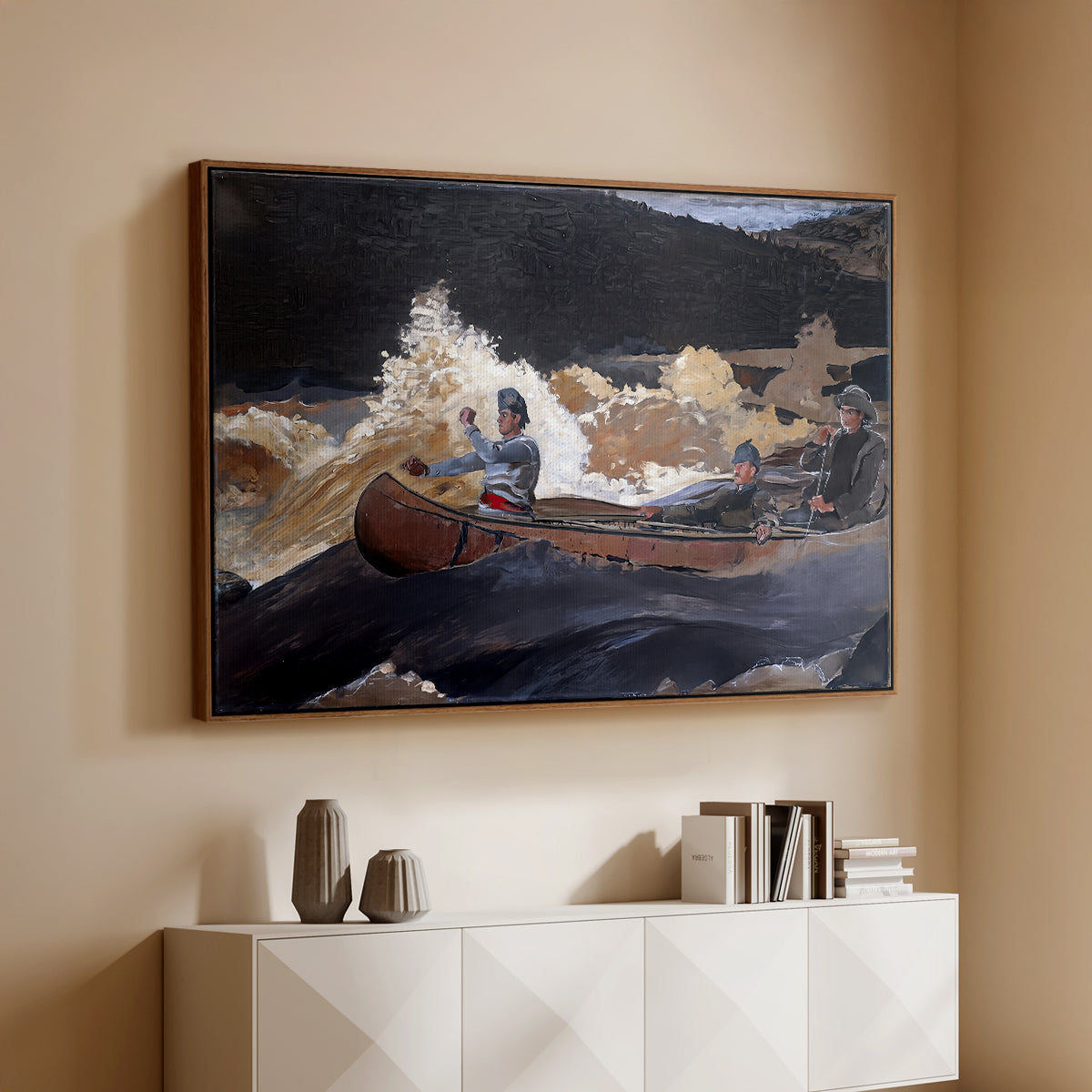 Shooting the Rapids, Saguenay River, 1905-1910 - Floater Framed Canvas Print