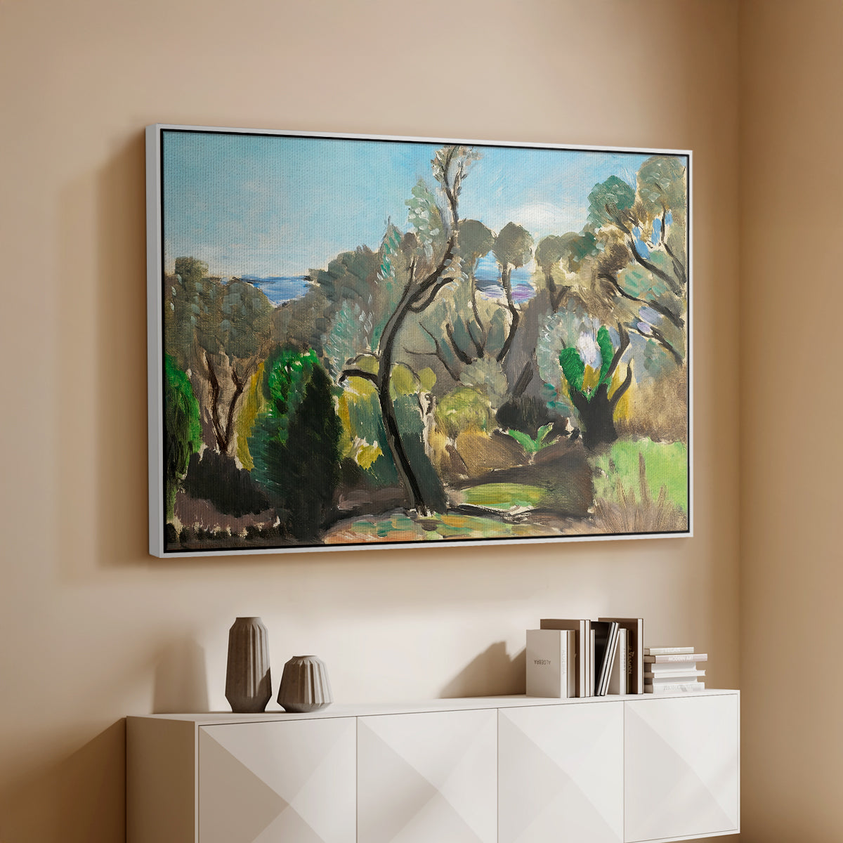 Landscape near Nice, c. 1918 - Floater Framed Canvas Print