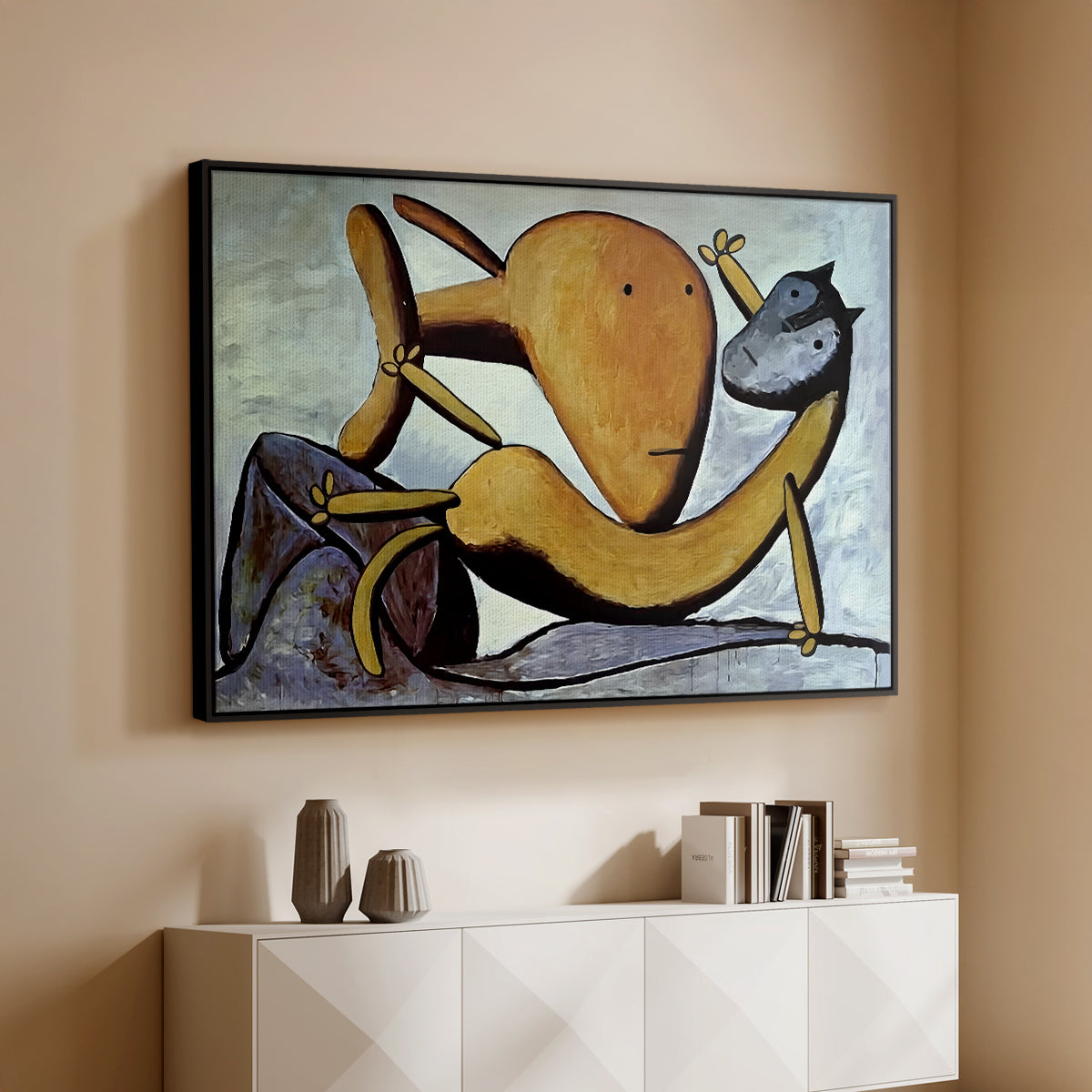 Cat and Big Fish, c. 1931 - Floater Framed Canvas Print