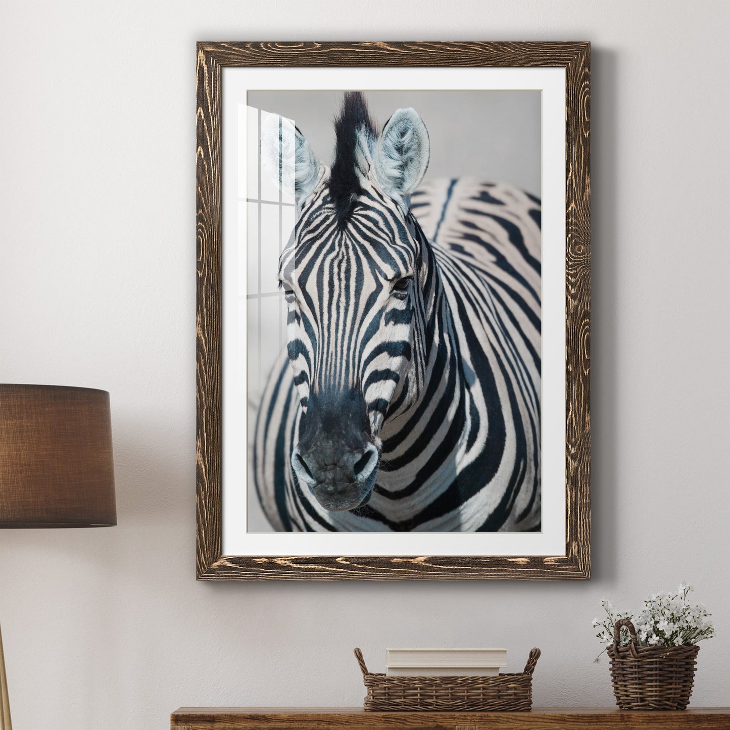 Namibia Zebra - Premium Framed Print - Distressed Barnwood Frame - Ready to Hang