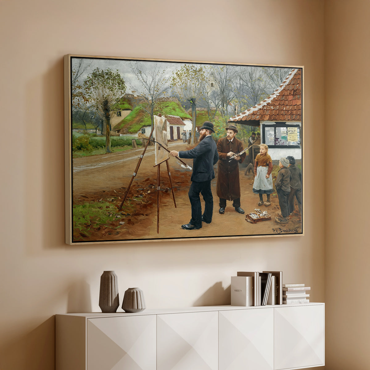 L. A. Ring Painting near Aasum Smithy, 1893 - Floater Framed Canvas Print