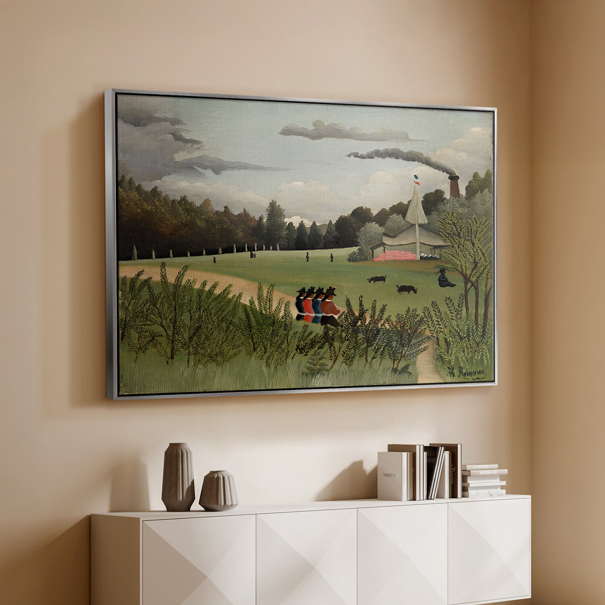 The Chair Factory at Alfortville, 1897 - Floater Framed Canvas Print