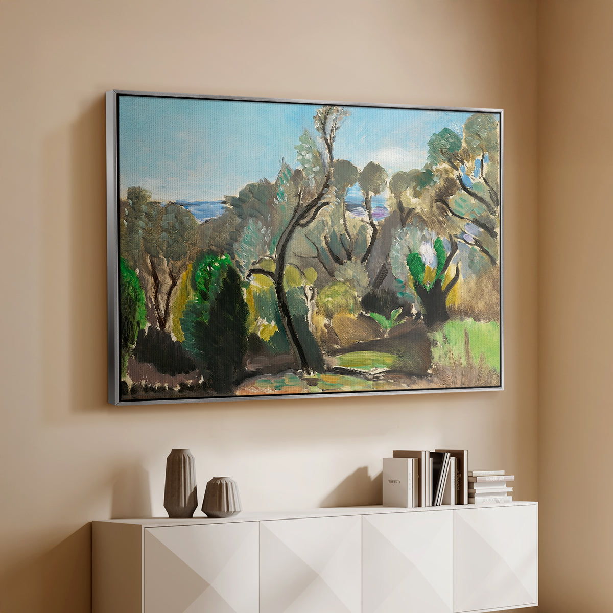 Landscape near Nice, c. 1918 - Floater Framed Canvas Print